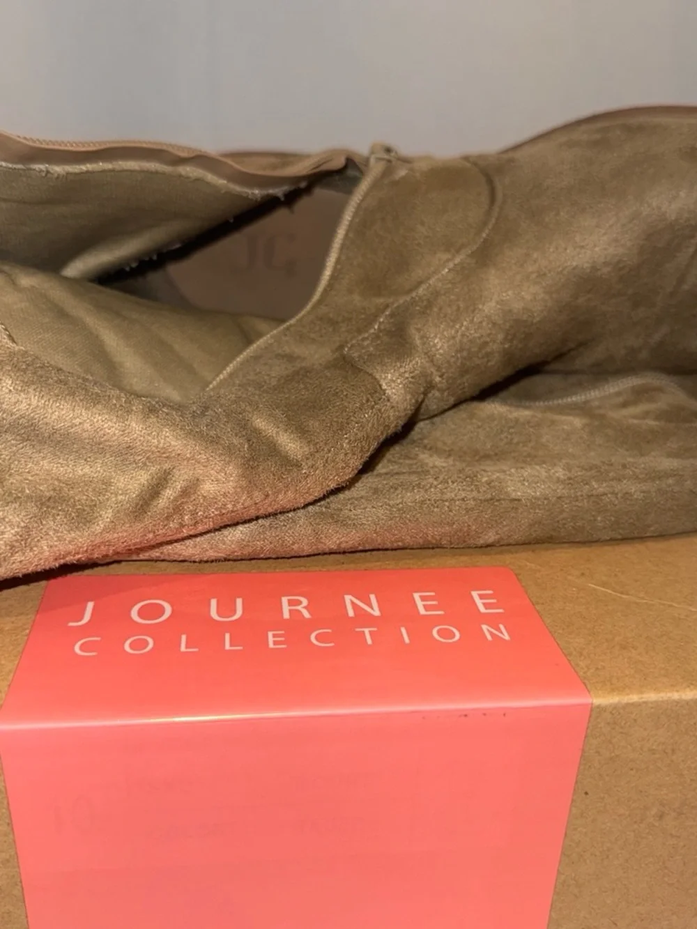 Journee Collection Jezebel Over-the-Knee Suede Wedge Boots with Box – Size 10